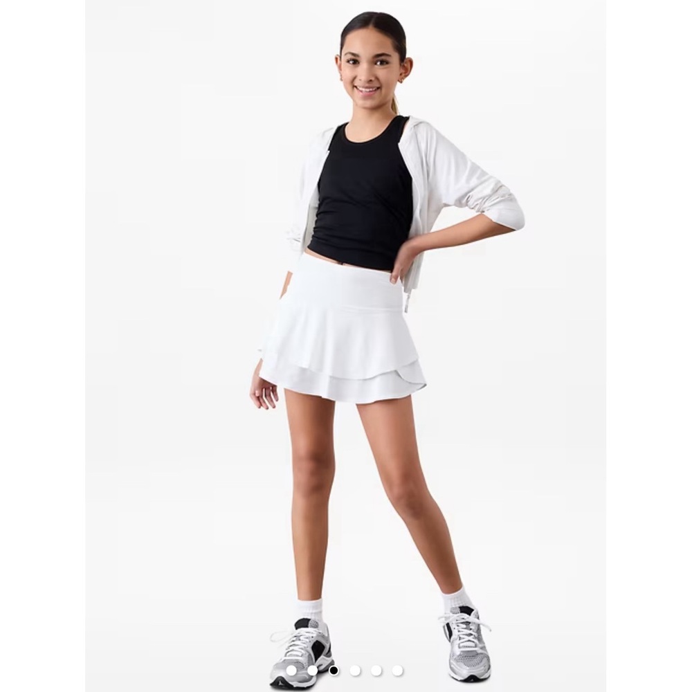 Athleta Girl White Layered Skort Small 7 Tennis Golf Athletic - Picture 1 of 5